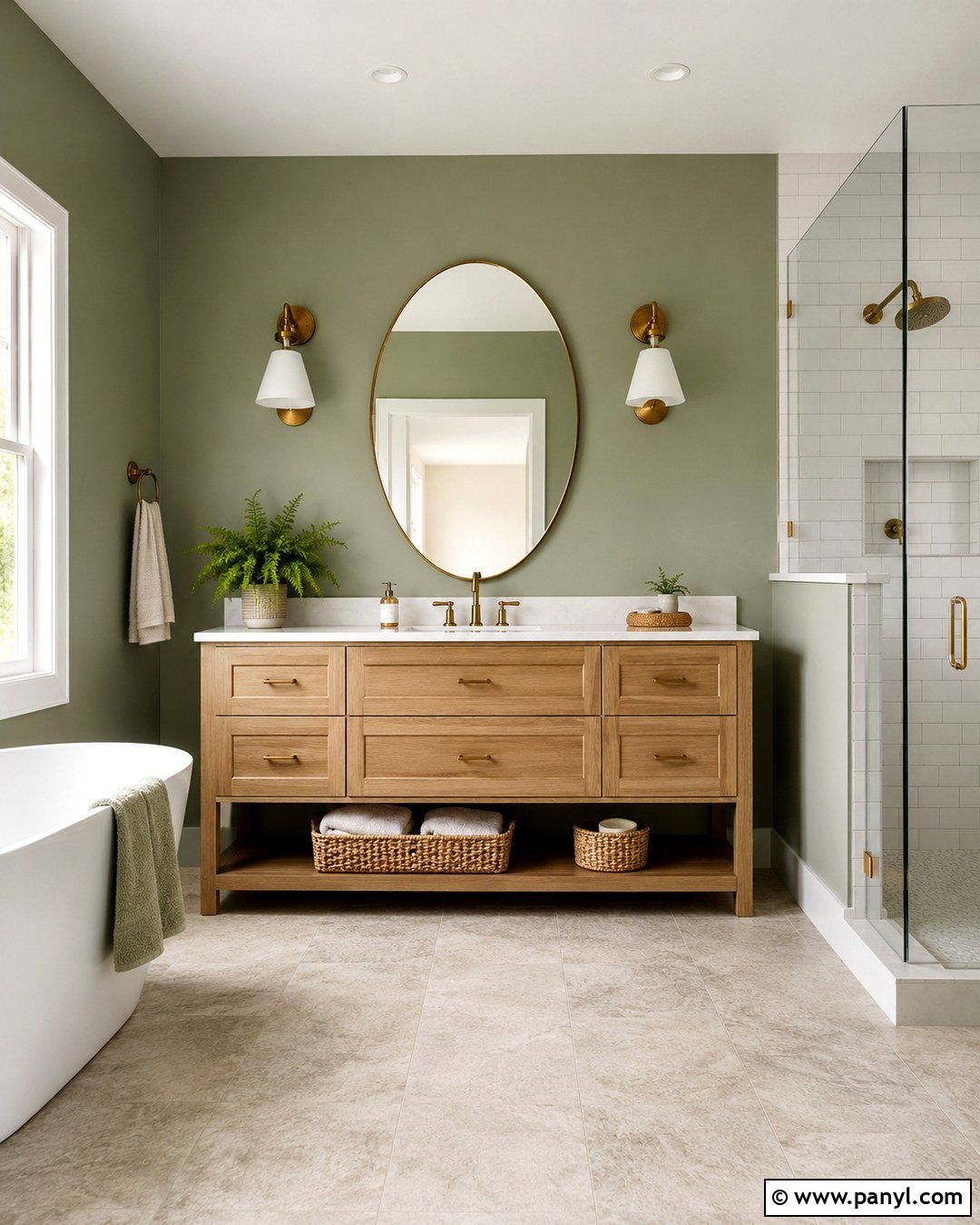 Sage Green Bathroom Wall - 20 One Wall Painted Bathroom Ideas
