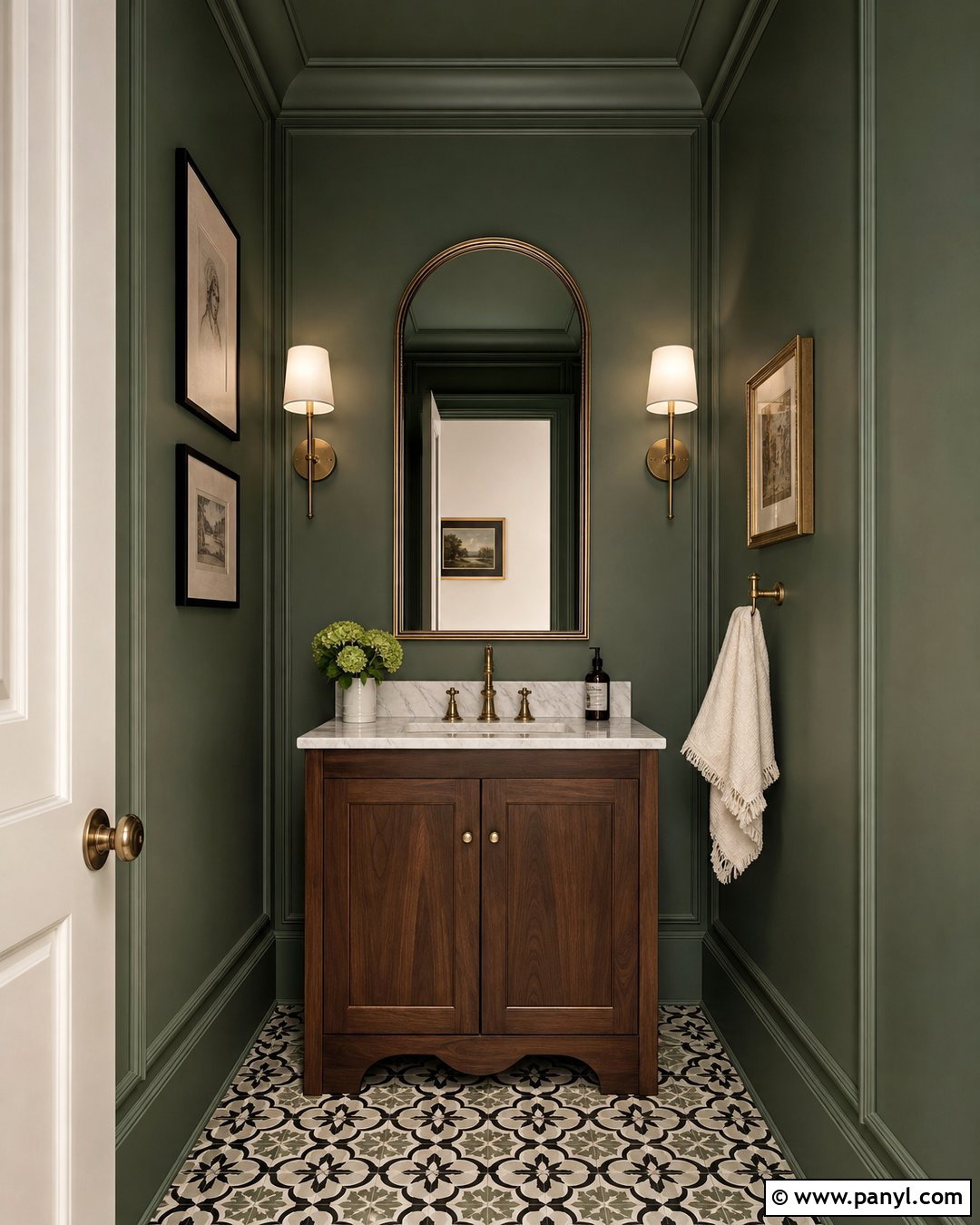 Sage Green Bathroom Walls In A Powder Room - 25 Sage Green Walls Bathroom Ideas