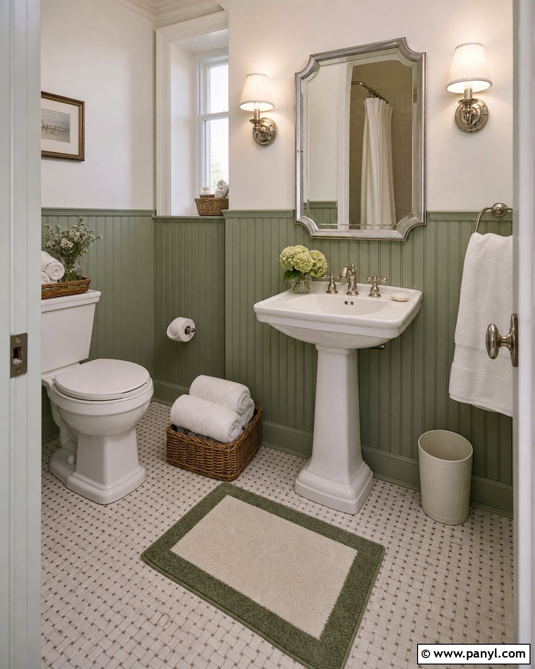 Sage Green Bathroom Walls With Beadboard - 35 sage green bathroom walls
