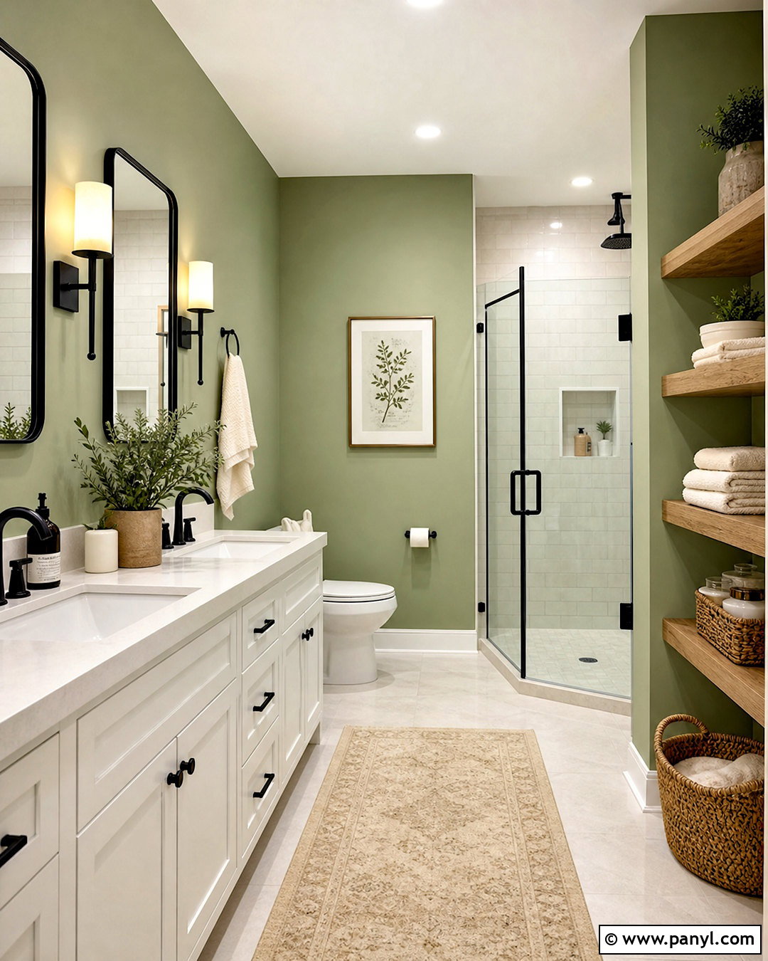 Sage Green Bathroom Walls With Black Fixtures - 20 sage green and black bathroom ideas