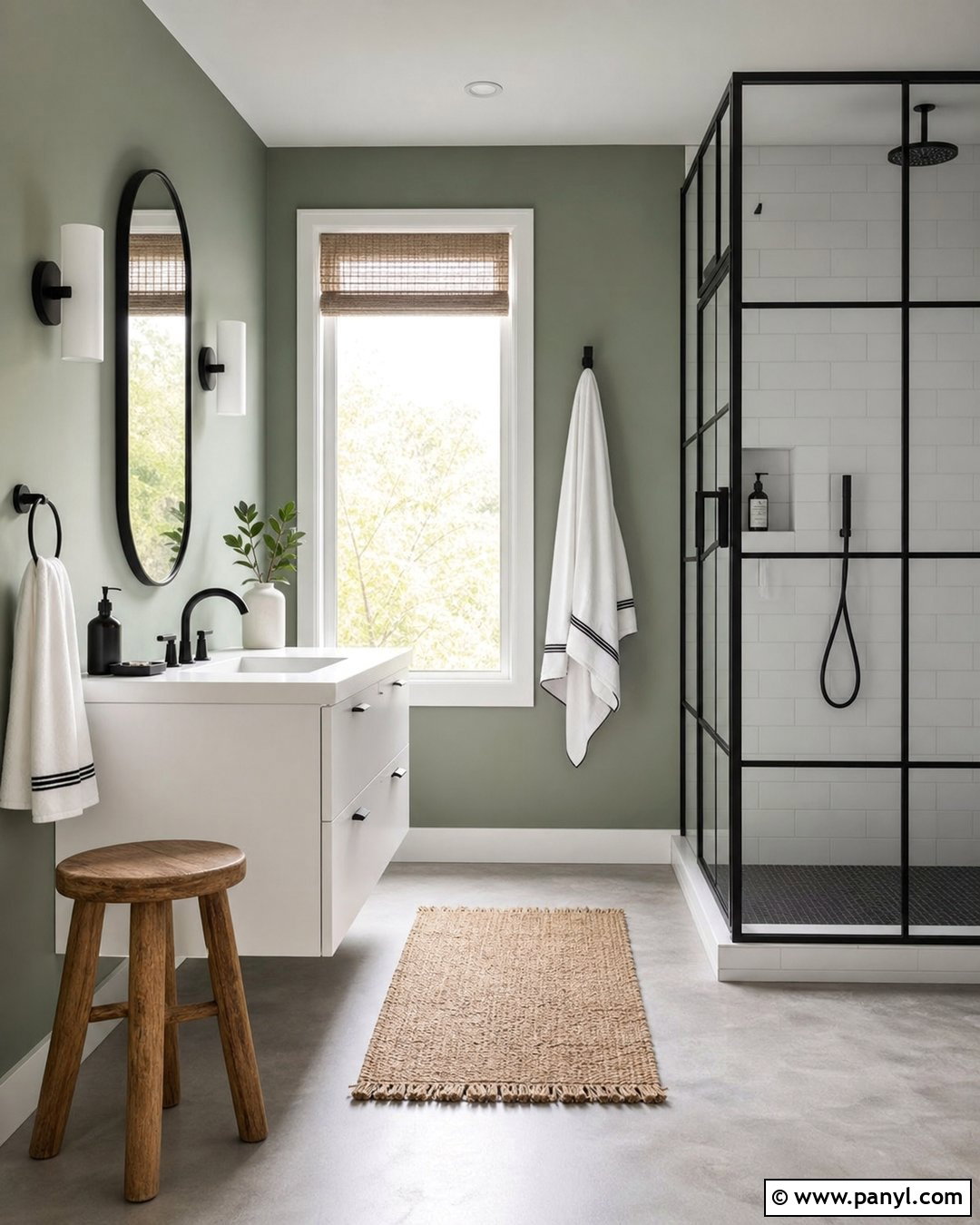 Sage Green Bathroom Walls With Black Fixtures - 35 sage green bathroom walls