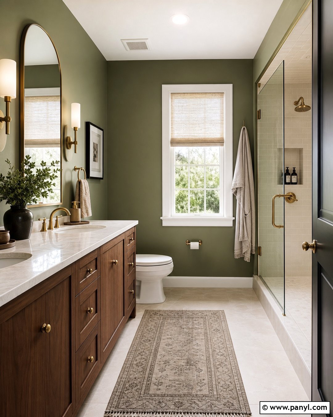 Sage Green Bathroom Walls With Brass Fixtures - 25 Sage Green Walls Bathroom Ideas