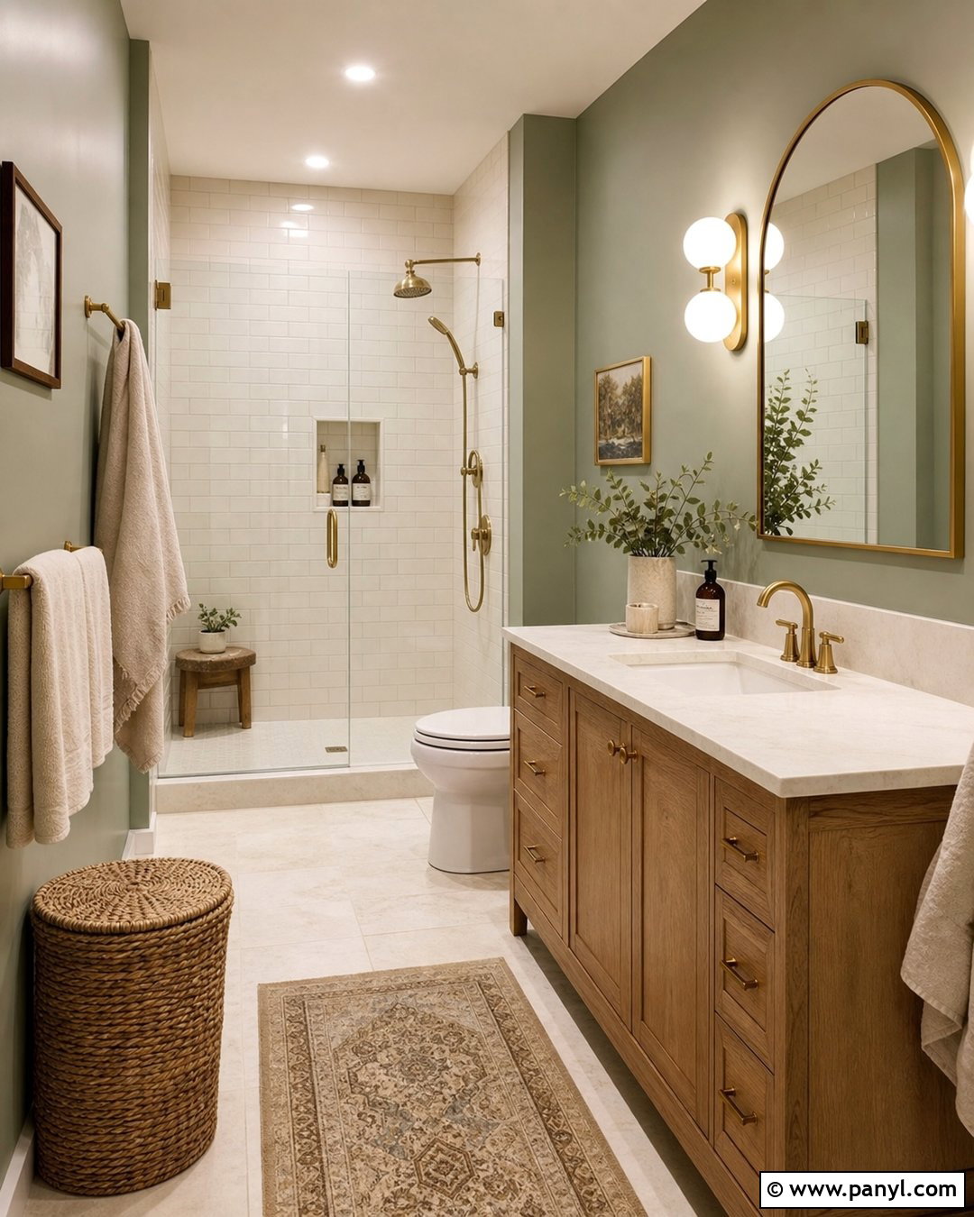 Sage Green Bathroom Walls With Cream Tile - 35 sage green bathroom walls