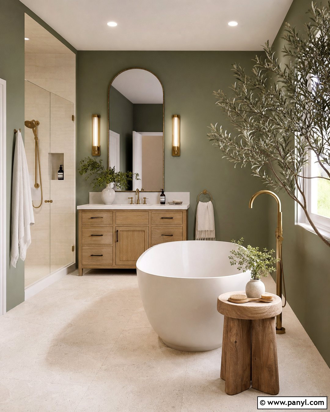 Sage Green Bathroom Walls With Freestanding Tub - 25 Sage Green Walls Bathroom Ideas