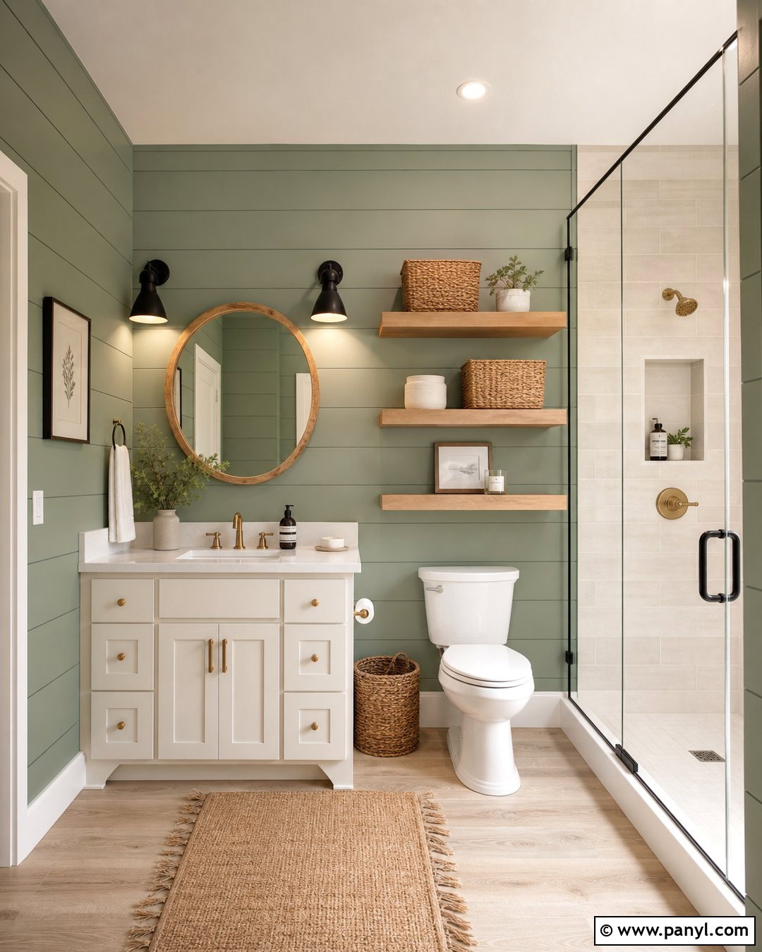 Sage Green Bathroom Walls With Shiplap - 25 Sage Green Walls Bathroom Ideas