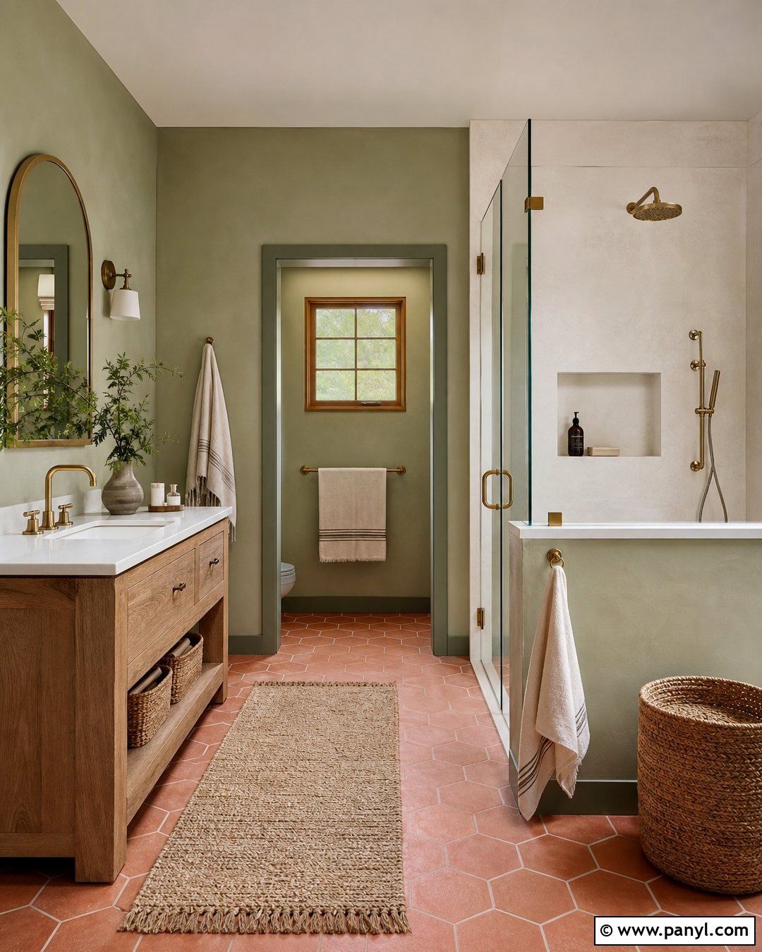 Sage Green Bathroom Walls With Terracotta Floor - 25 Sage Green Walls Bathroom Ideas