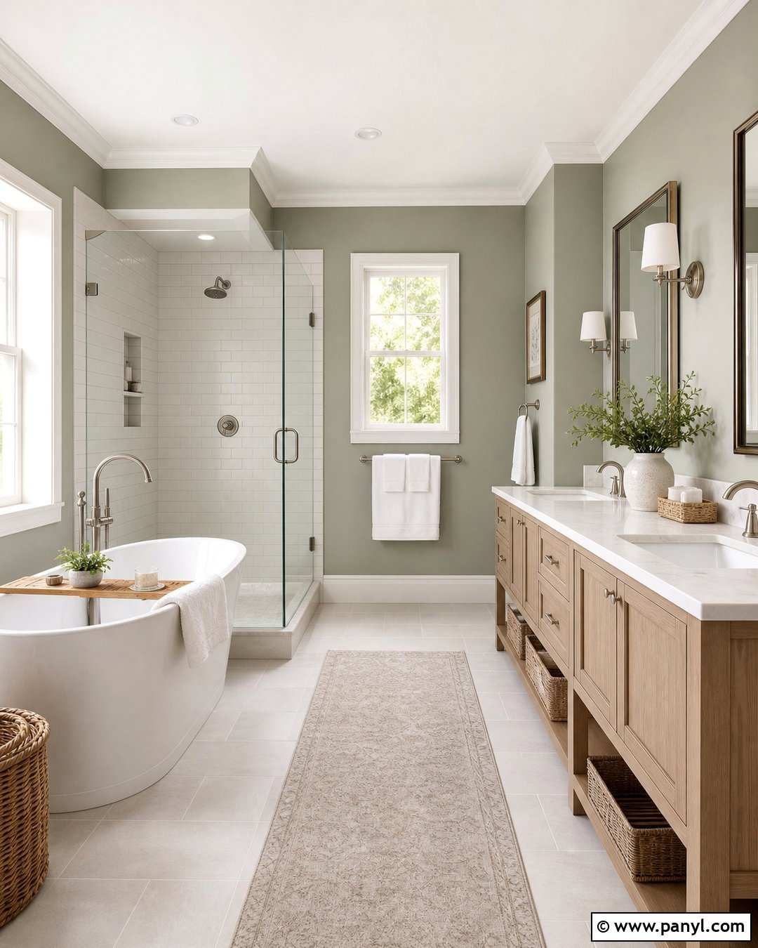 Sage Green Bathroom Walls With White Fixtures - 25 Sage Green Walls Bathroom Ideas