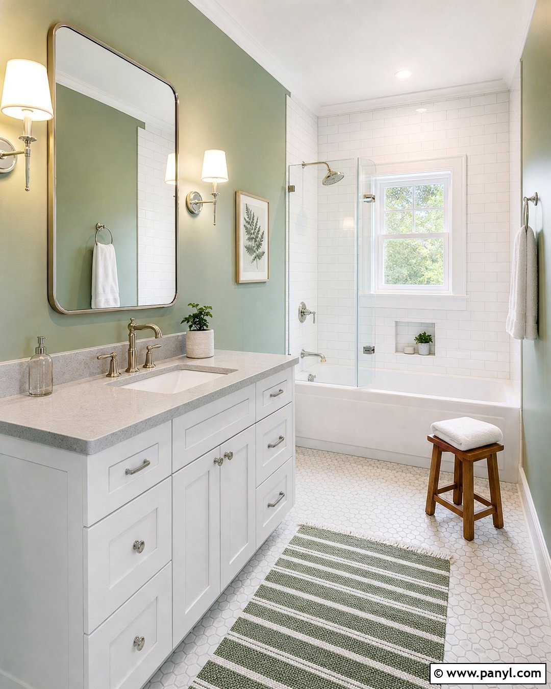 Sage Green Bathroom Walls With White Subway Tile - 35 sage green bathroom walls