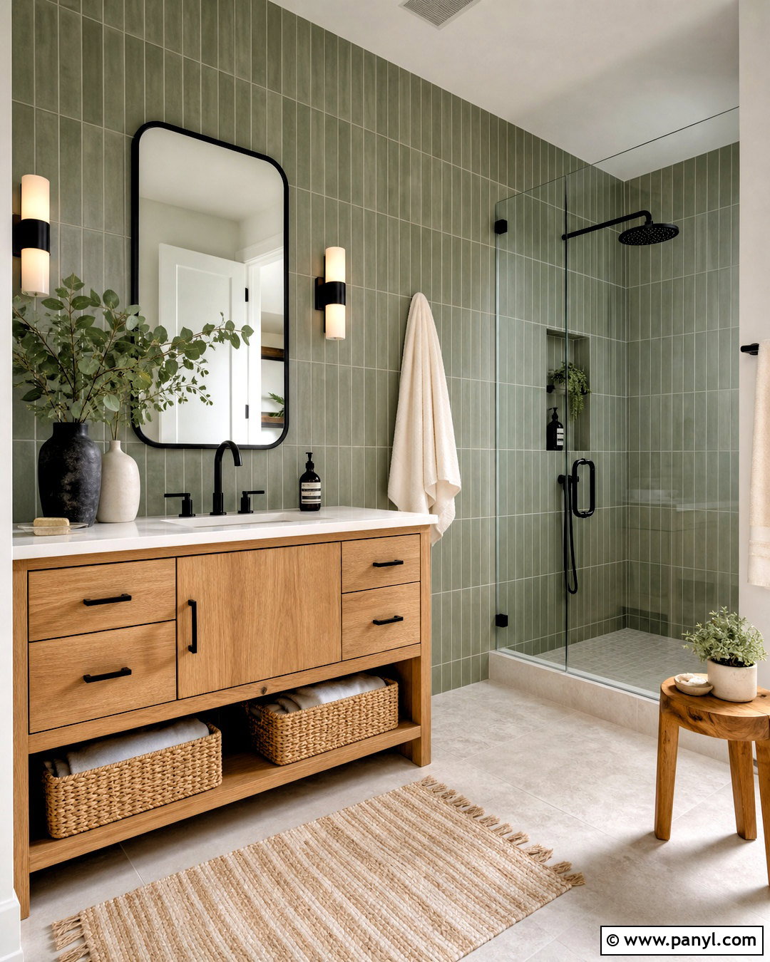Sage Green Bathroom With Black Accents - 20 bathroom with black accents