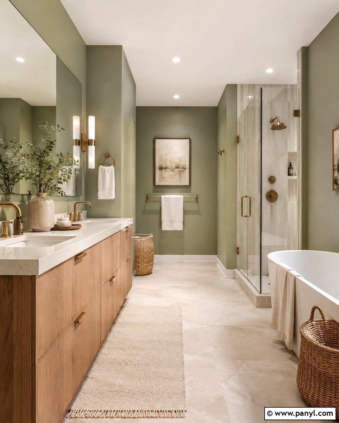 Sage Green Bathroom With Black Fixtures - 20 Bathrooms With Sage Green Walls