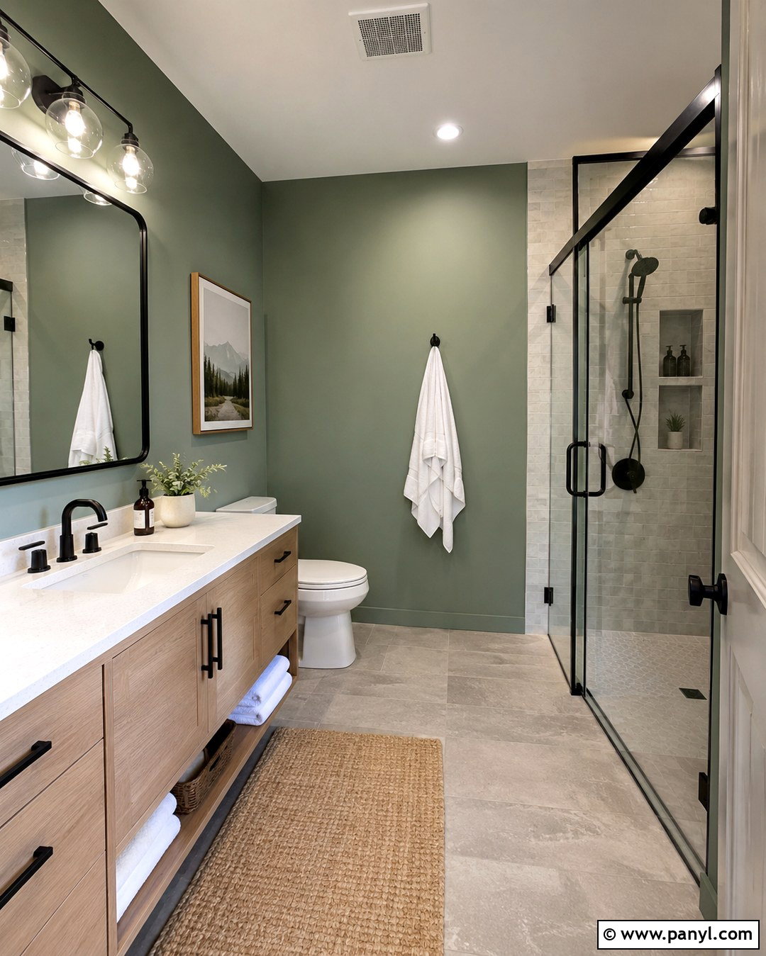 Sage Green Bathroom With Brass Fixtures - 20 Bathrooms With Sage Green Walls