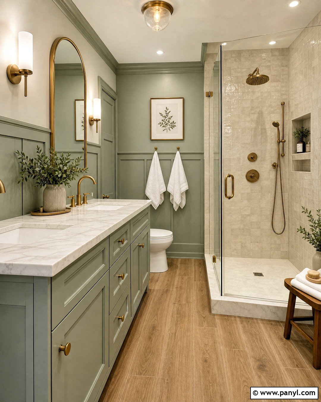 Sage Green Bathroom With Brass - 20 sage green interior ideas