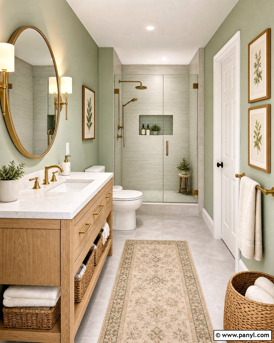 Sage Green Bathroom With Light Grey Tile - 20 grey and green bathroom ideas