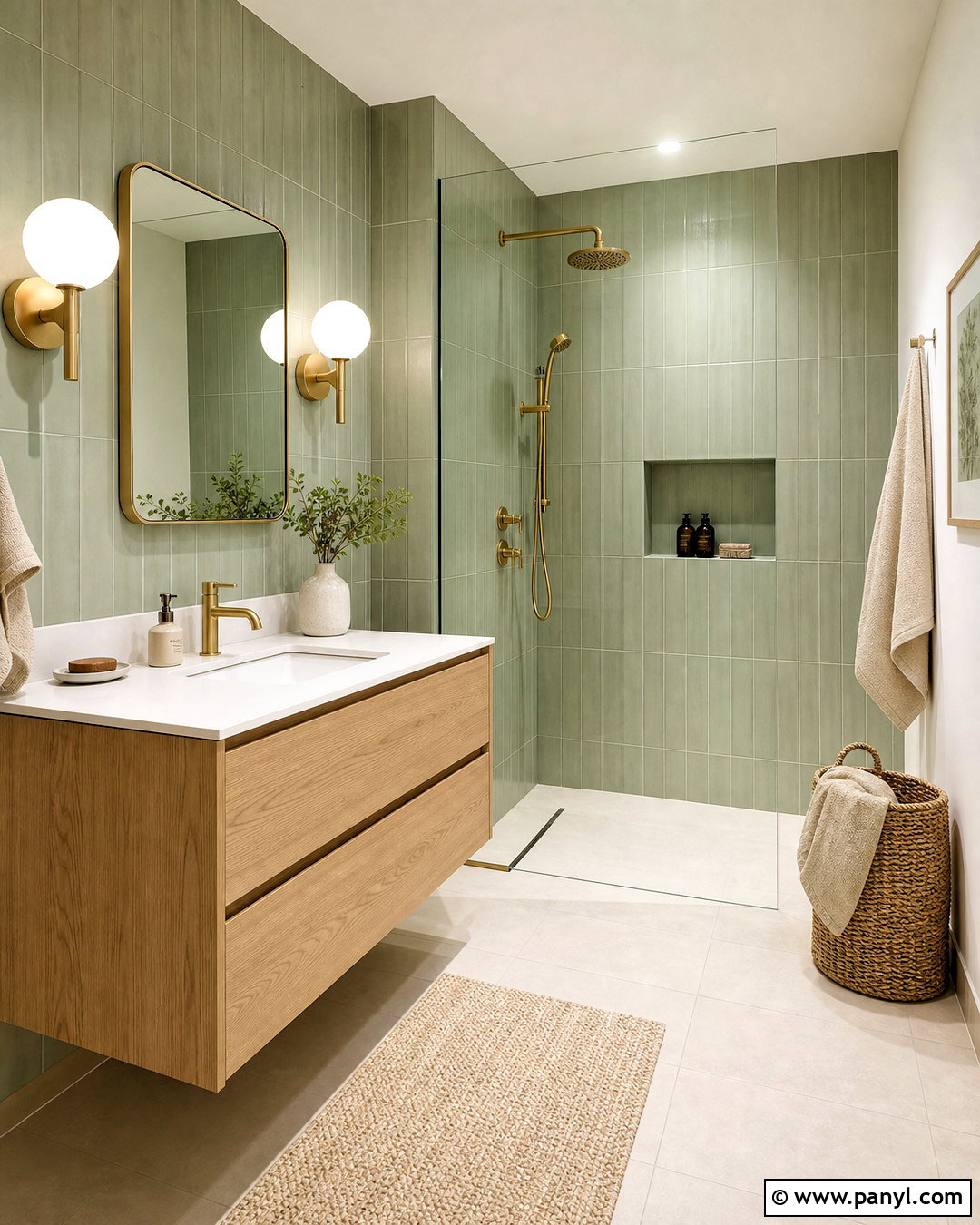 Sage Green Bathroom With Oak Vanity - 20 modern green bathroom ideas