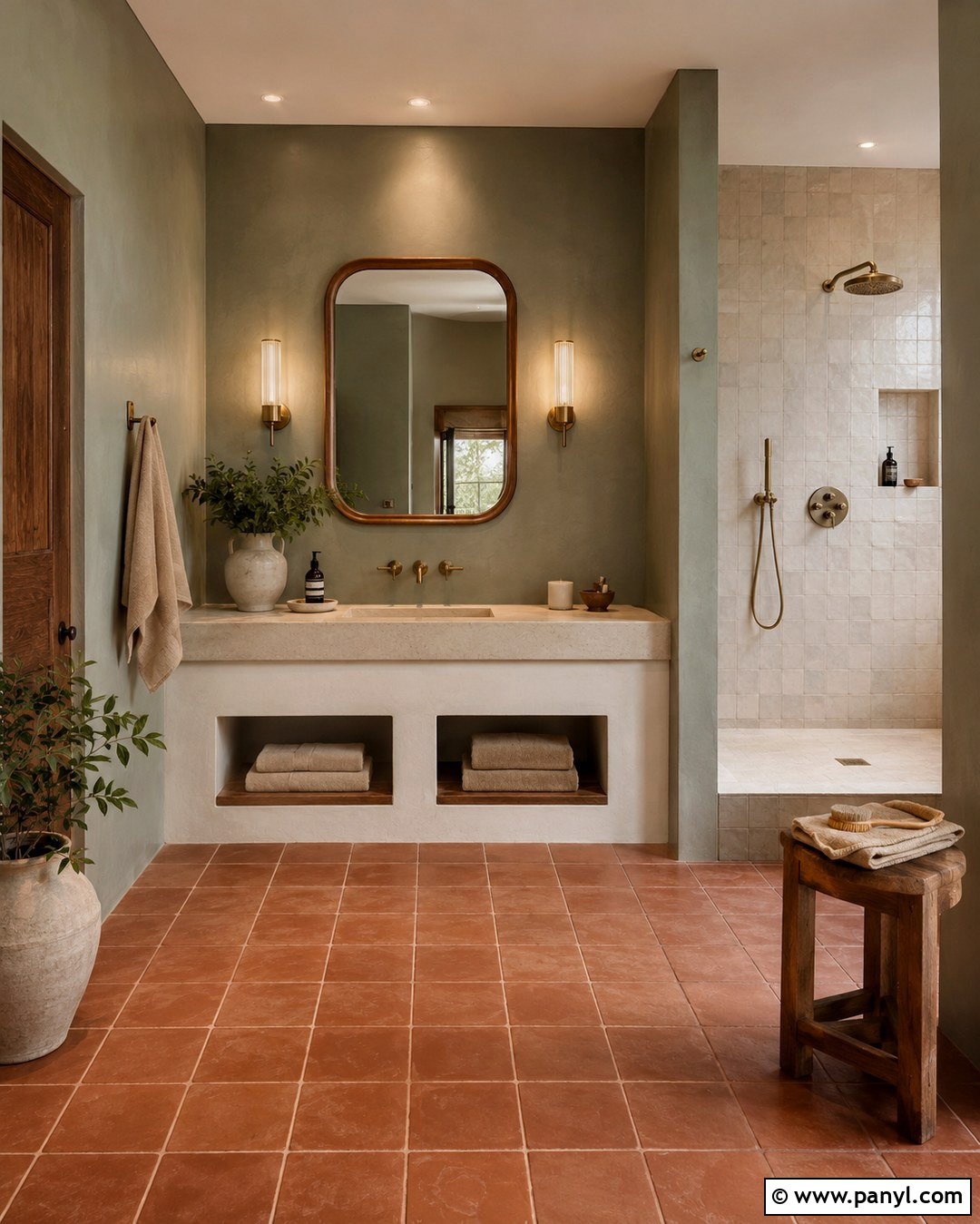 Sage Green Bathroom With Vintage Vanity - 20 Bathrooms With Sage Green Walls