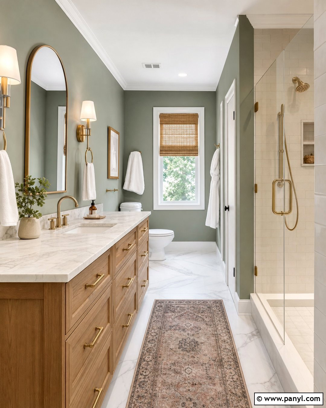Sage Green Bathroom With White Marble - 50 sage green walls