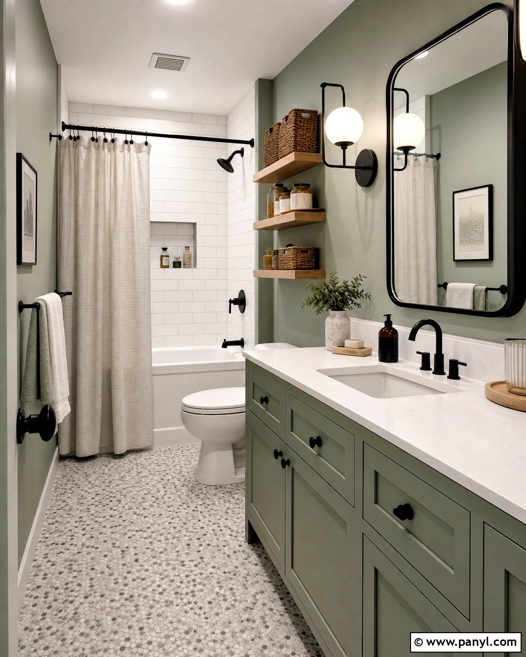 Sage Green Bathroom With White Tile - 20 sage green interior ideas