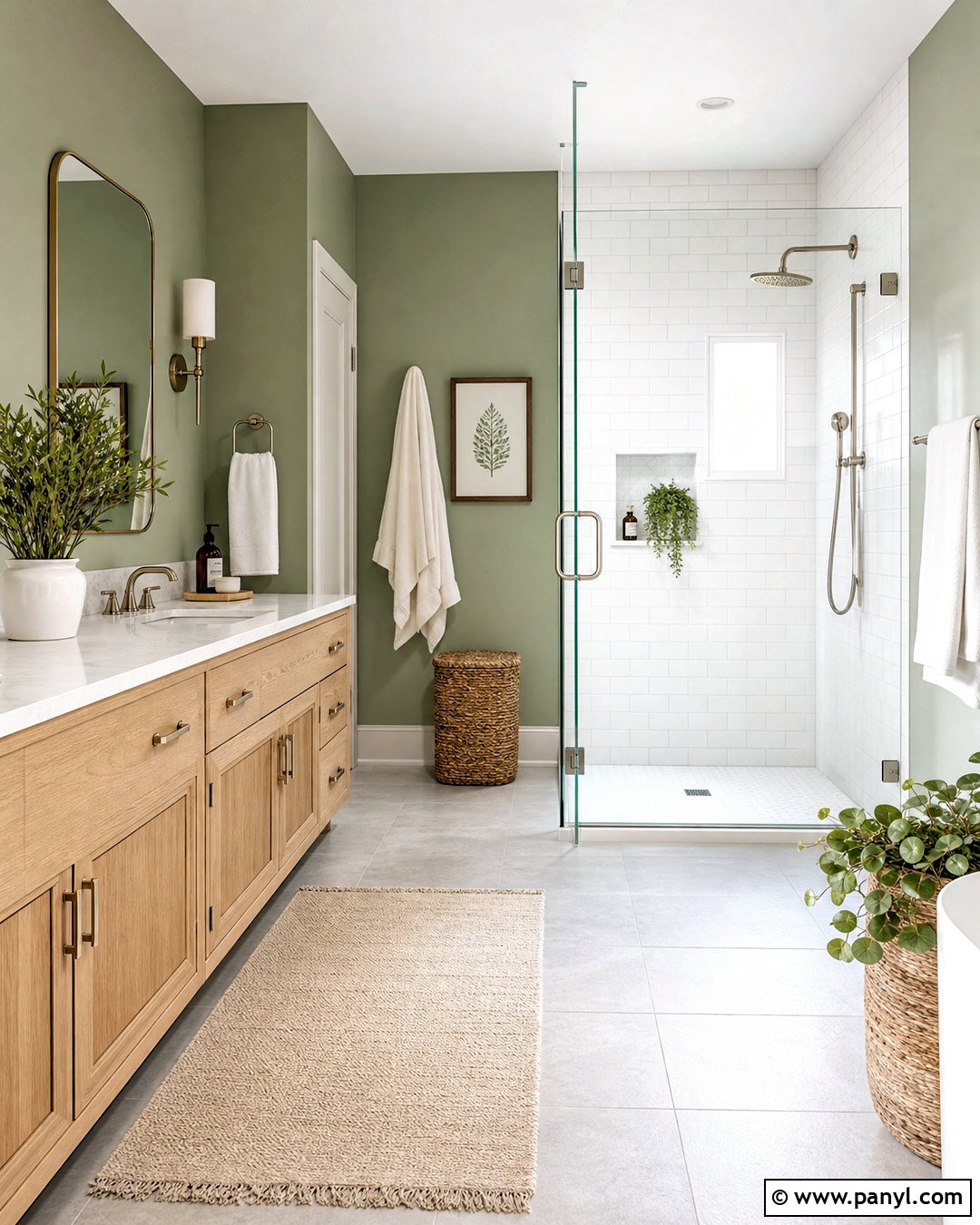 Sage Green Bathroom With White Tile - 20 green bathroom design ideas