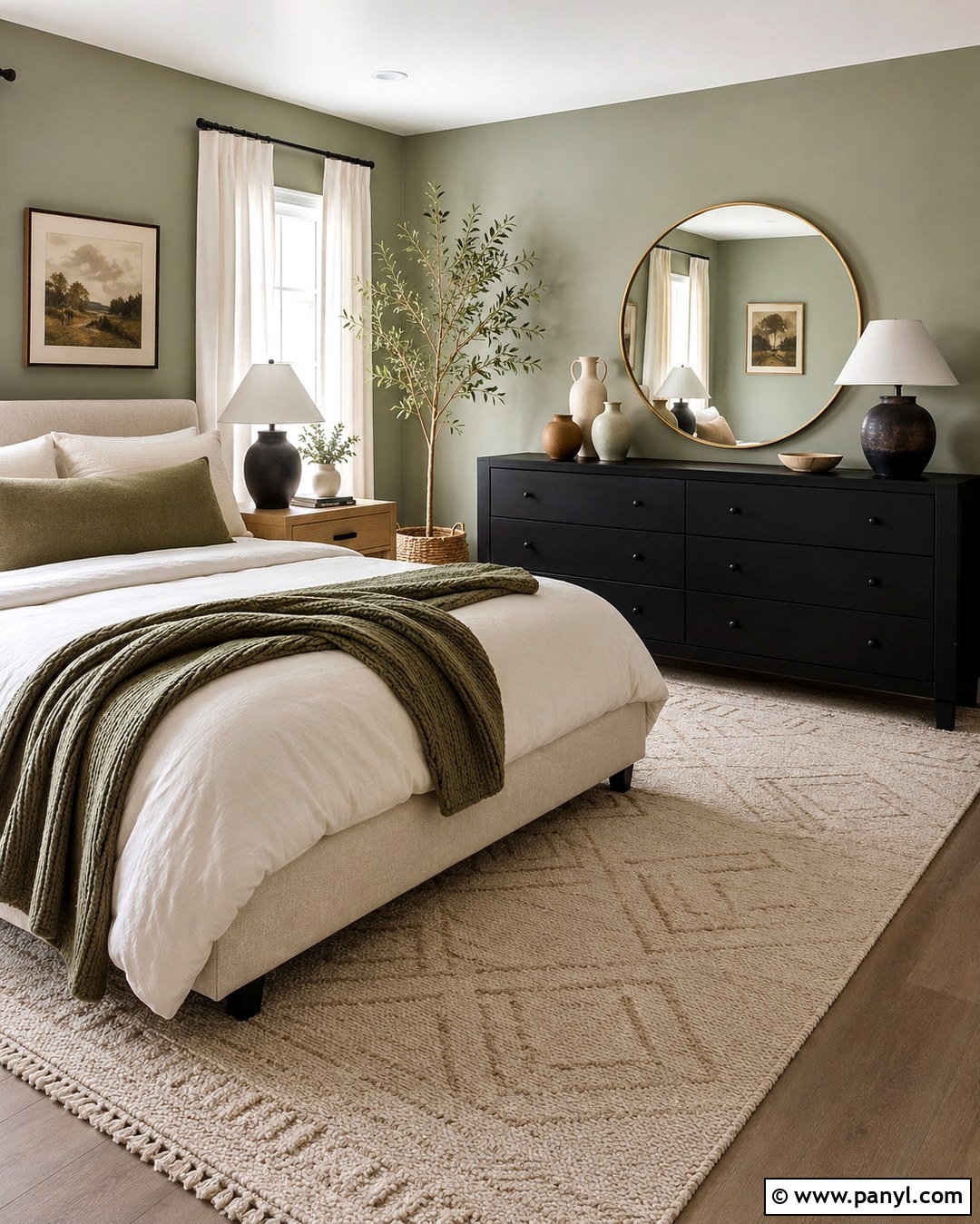 Sage Green Bedroom With Black Dresser - 20 Sage Green Walls With Black Furniture Ideas