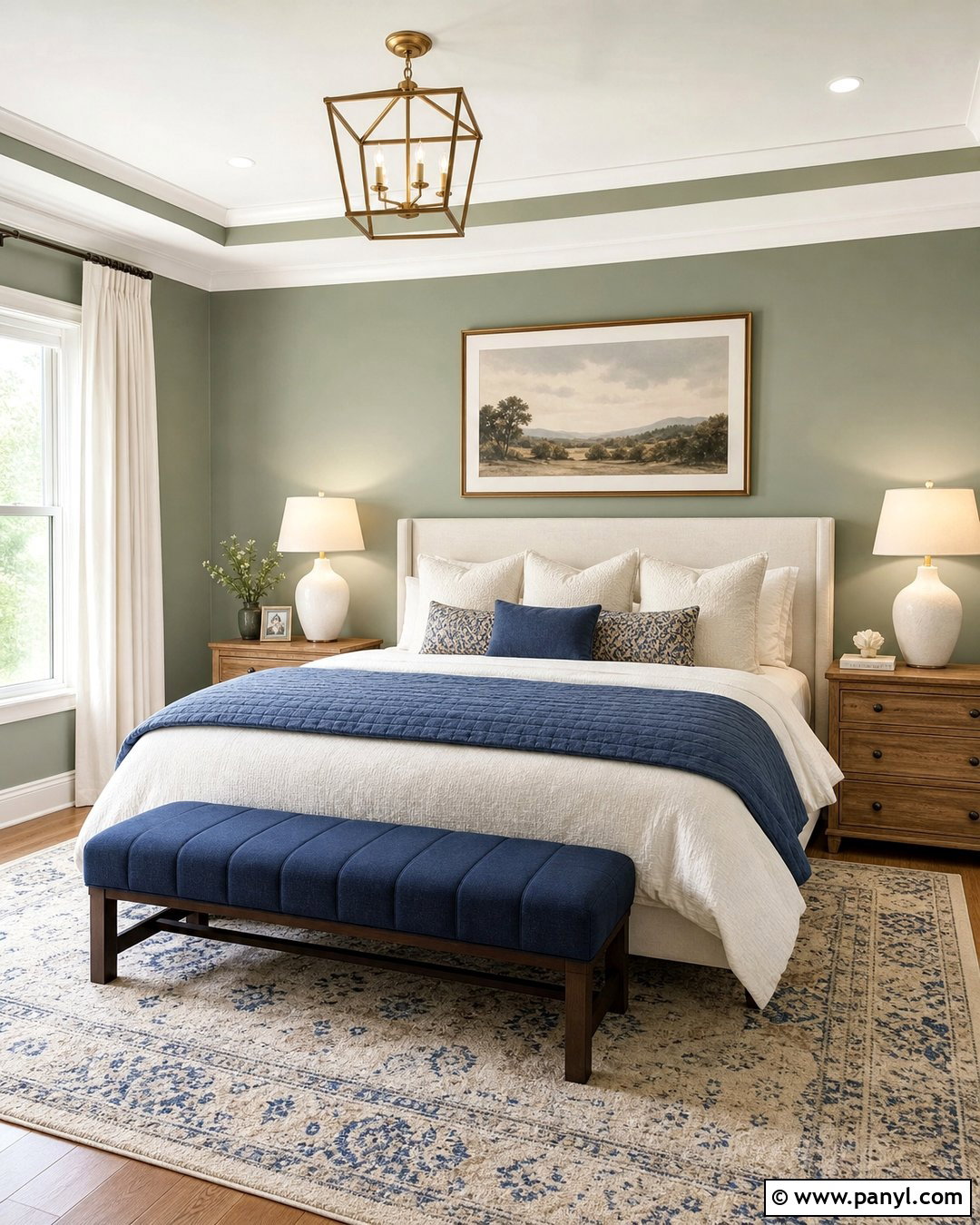 Sage Green Bedroom With Blue Accents - 50 sage green walls