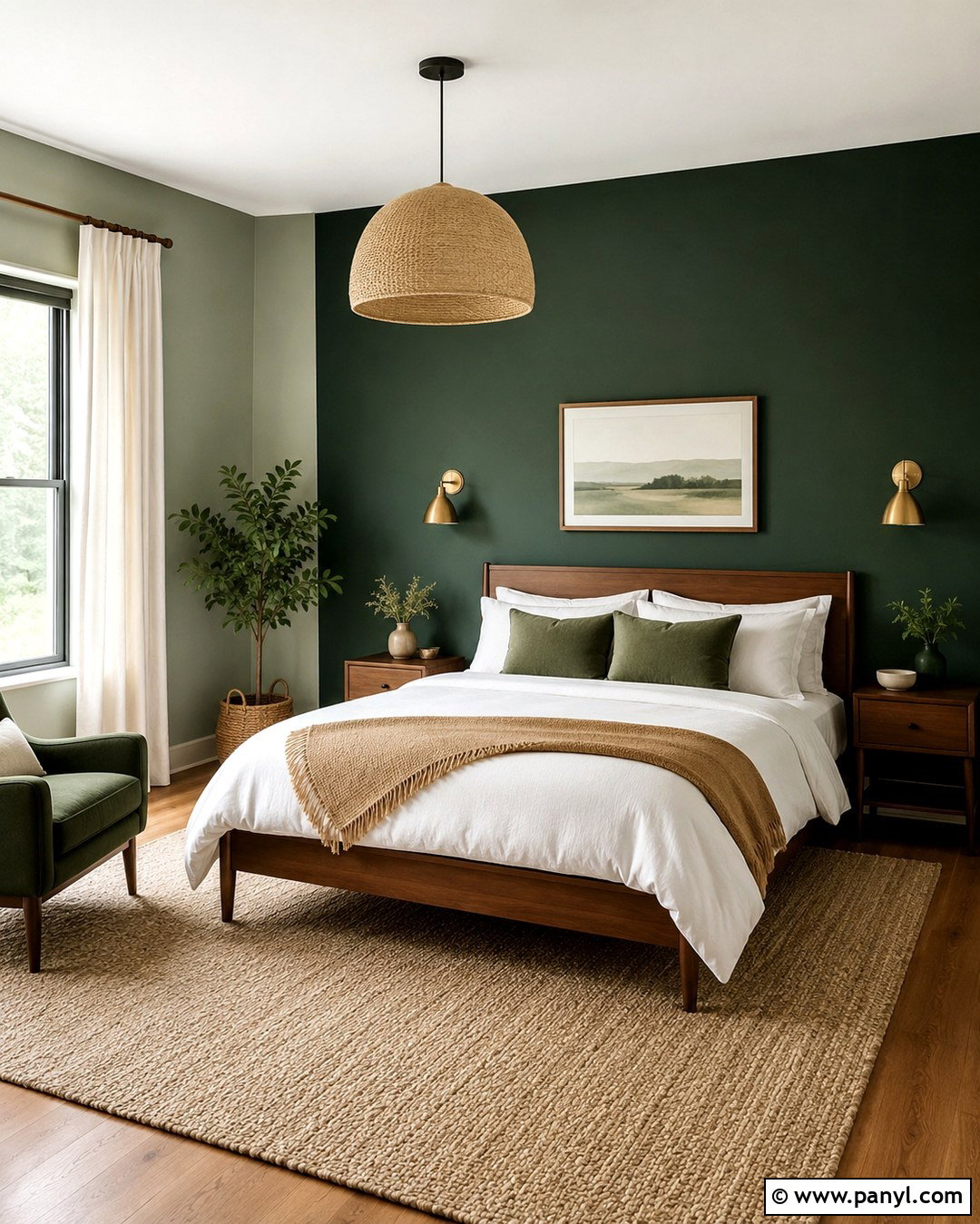 Sage Green Bedroom With Dark Green Accent Wall - 20 Sage Green Walls With Accent Wall Ideas