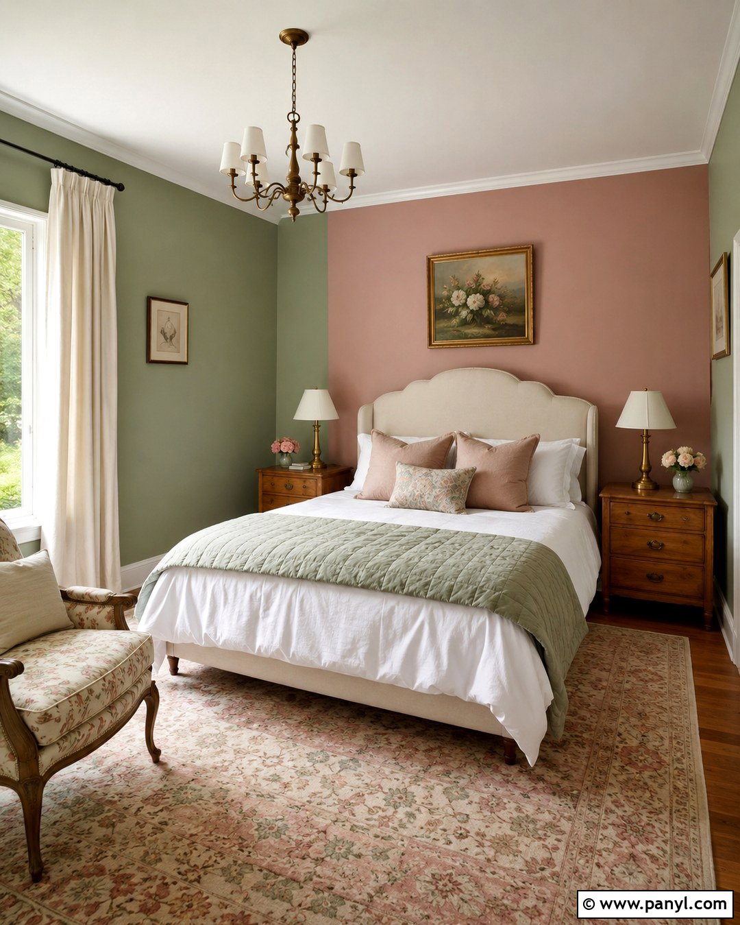 Sage Green Bedroom With Dusty Pink Accent Wall - 20 Sage Green Walls With Accent Wall Ideas