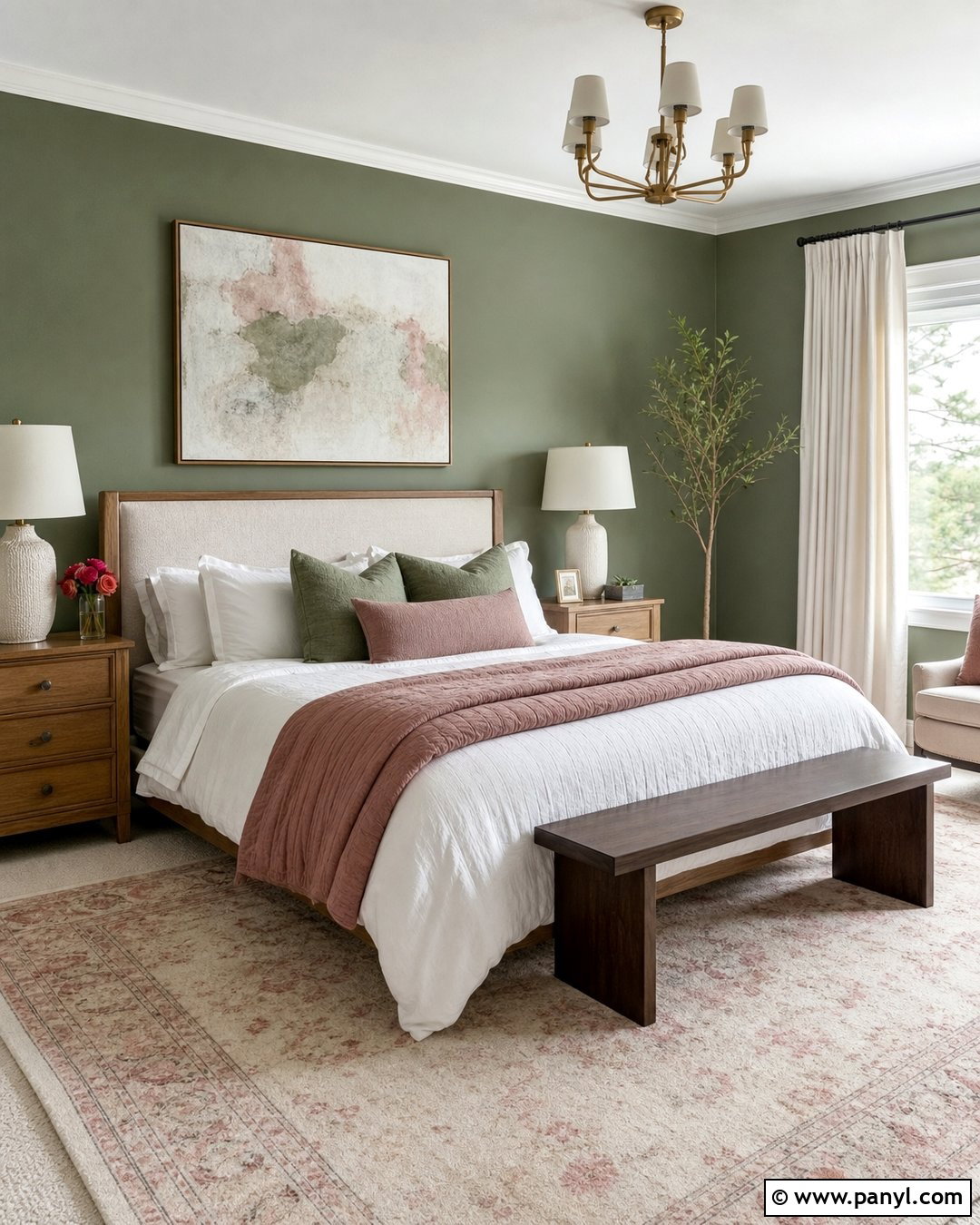 Sage Green Bedroom With Dusty Pink Decor - 50 sage green walls