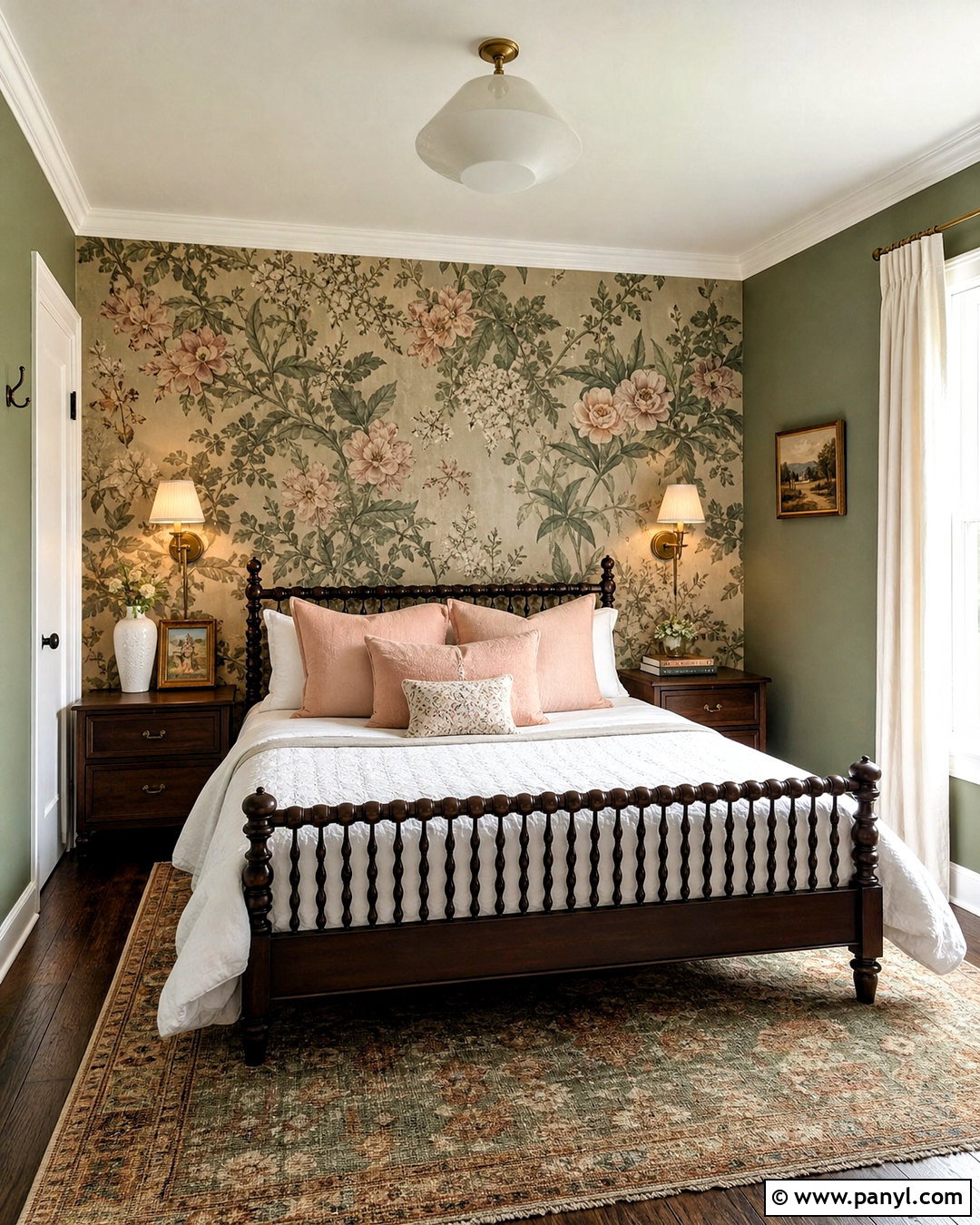 Sage Green Bedroom With Floral Wallpaper - 20 sage green interior ideas