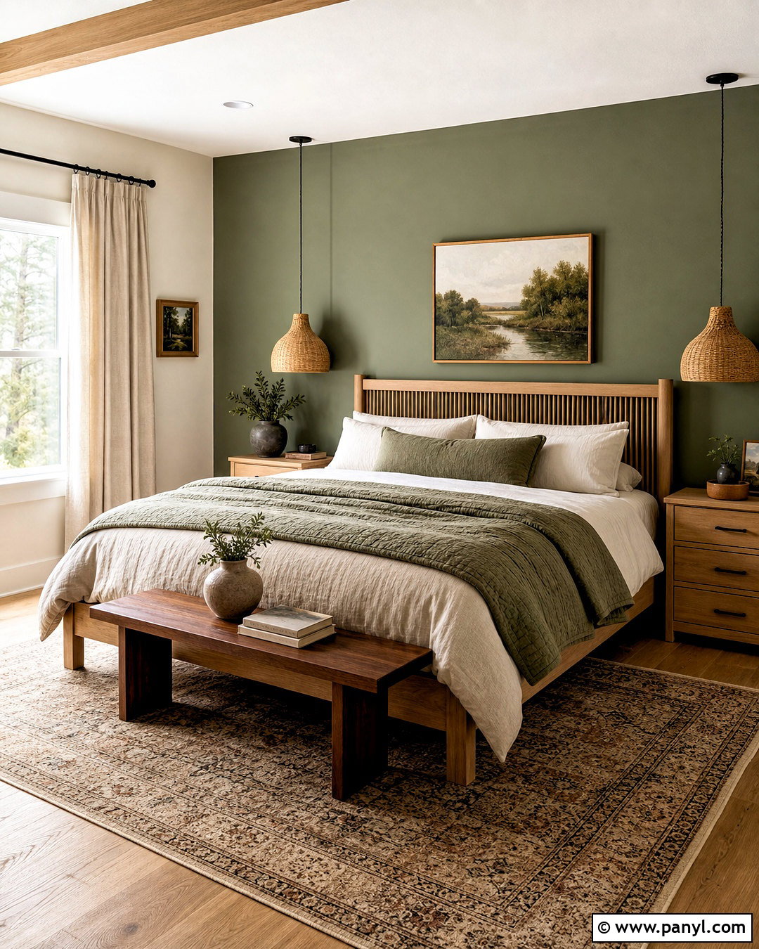 Sage Green Bedroom With Natural Wood - 20 sage green room ideas