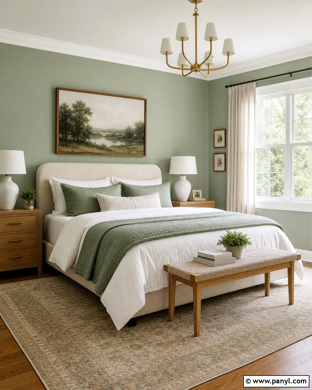 Sage Green Bedroom With White Trim - 20 Light Green Walls With White Trim Ideas
