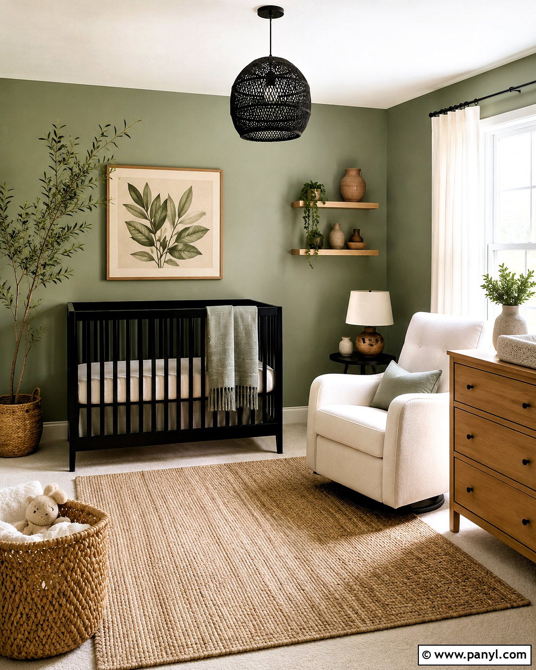 Sage Green Black Crib Nursery - 20 black crib nursery ideas