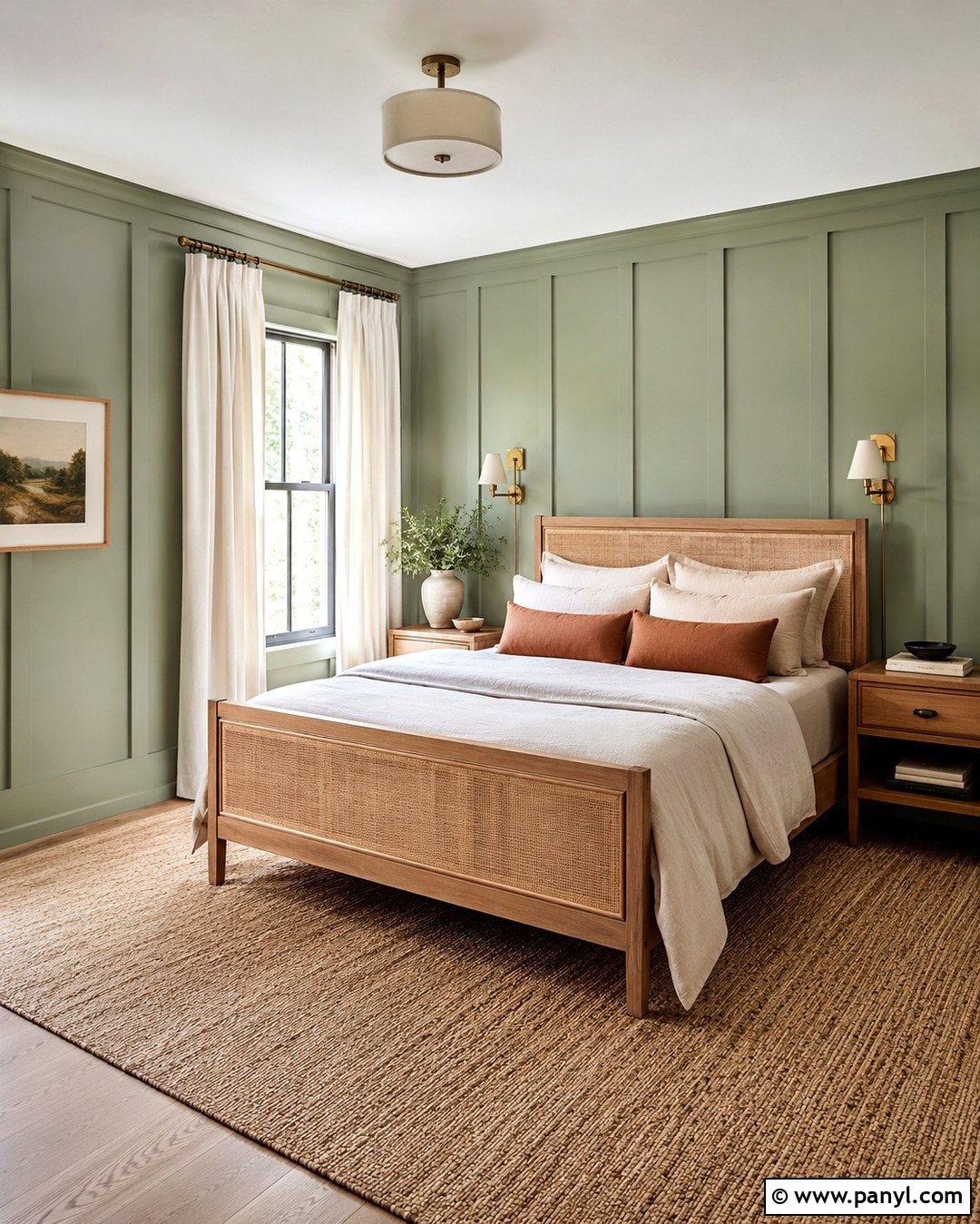 Sage Green Board And Batten Bedroom - 20 Green Painted Paneling Ideas