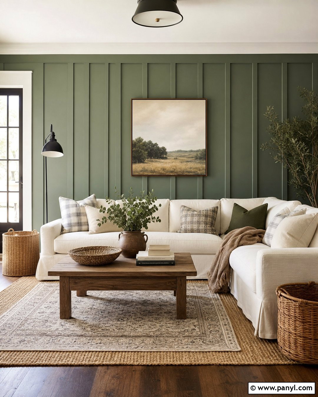 Sage Green Board And Batten Feature Wall - 25 Sage Green Feature Wall Living Room Ideas