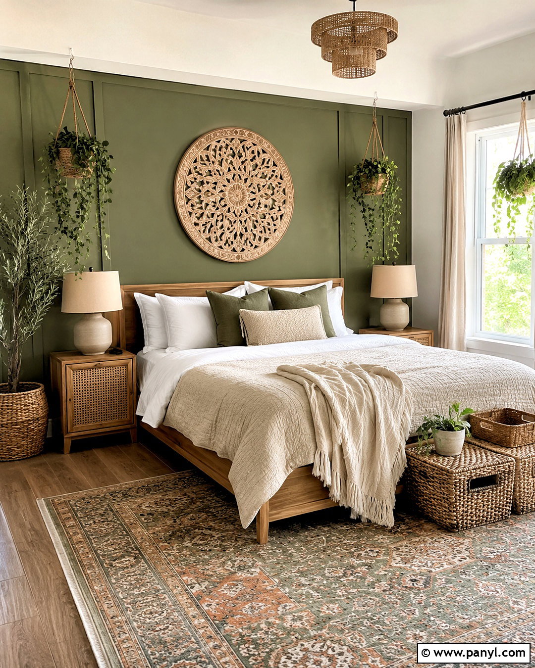 Sage Green Boho Accent Wall - 20 boho accent wall ideas