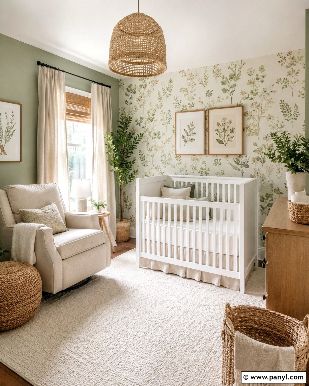 Sage Green Botanical Nursery - 20 Sage Green Wall Nursery Ideas