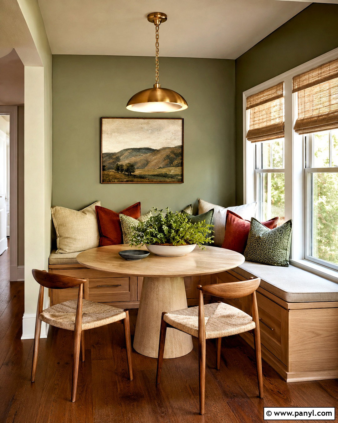 Sage Green Breakfast Nook Wall - 40 Sage Green Accent Wall Ideas