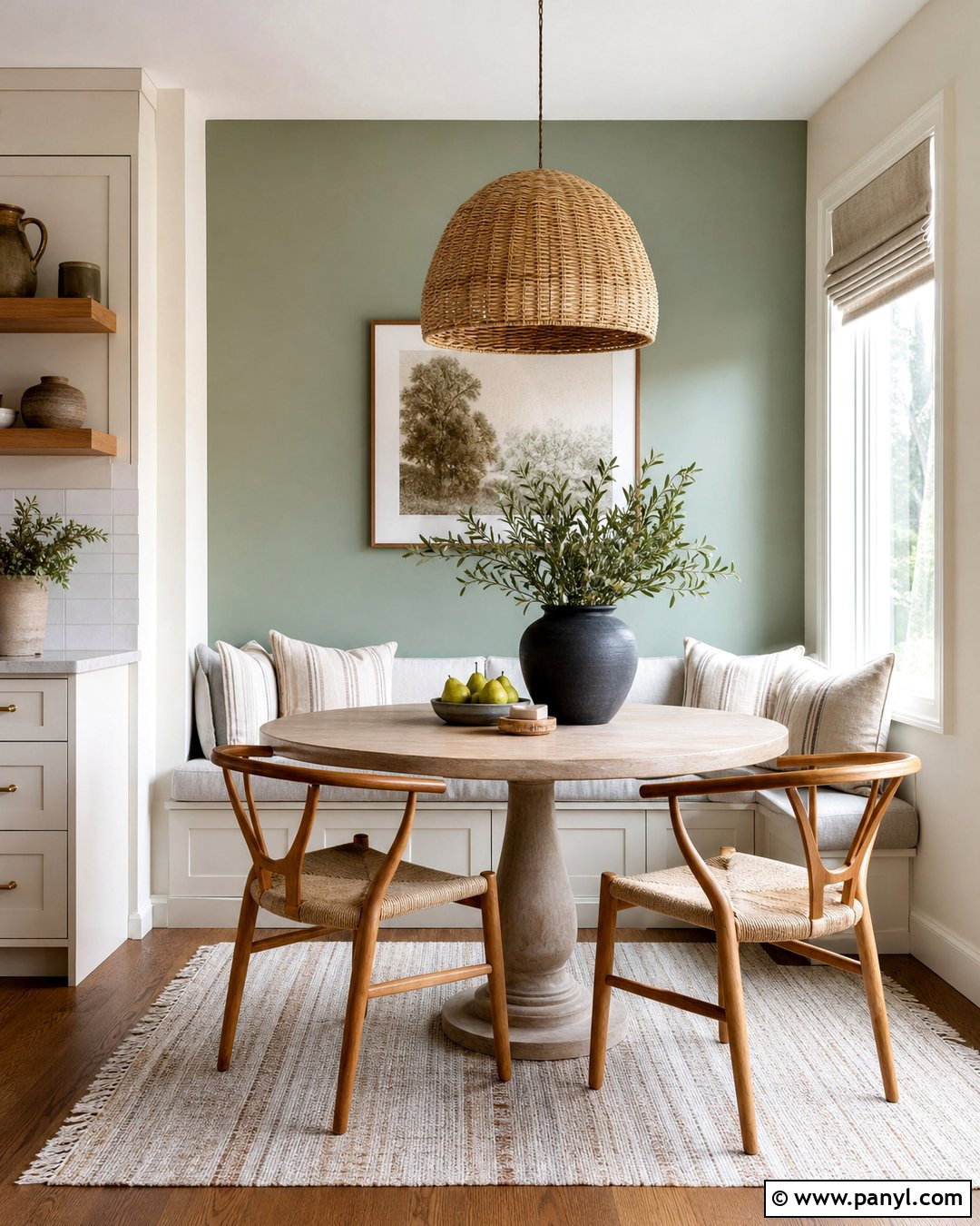 Sage Green Breakfast Nook Wall - 20 Cream Walls With Sage Green Accent Wall Ideas