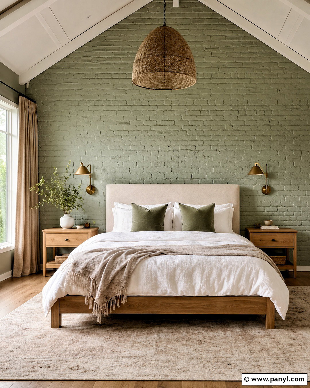 Sage Green Brick Bedroom Wall - 20 brick wall before and after painting ideas