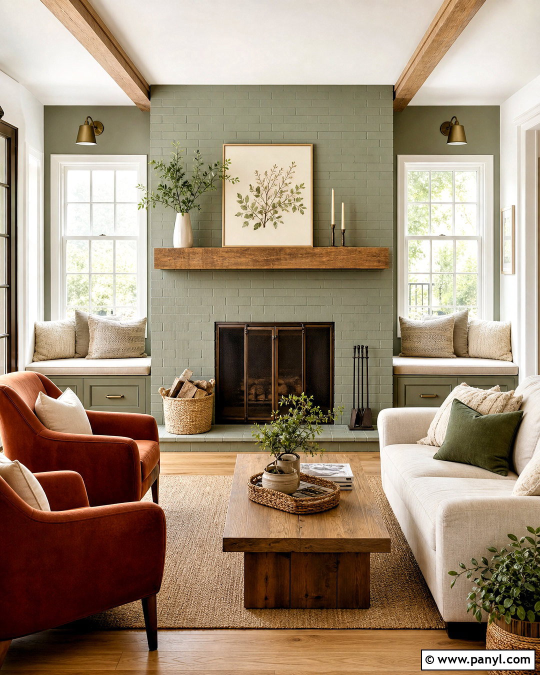 Sage Green Brick Fireplace - 20 full wall brick fireplace makeover ideas