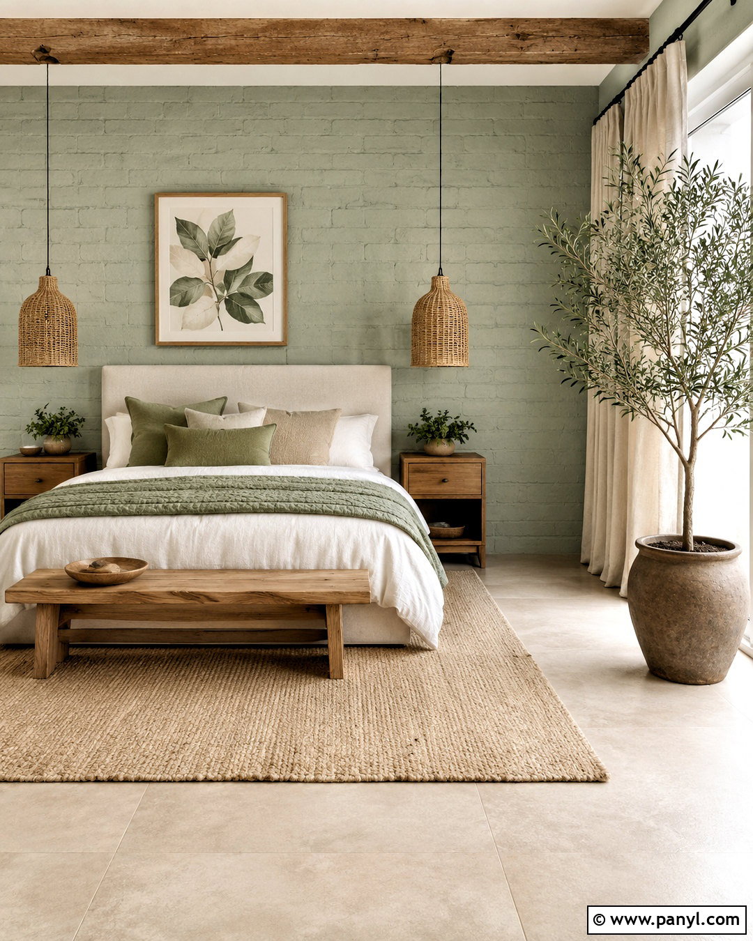 Sage Green Brick Wall Bedroom - 20 colored brick wall interior design ideas