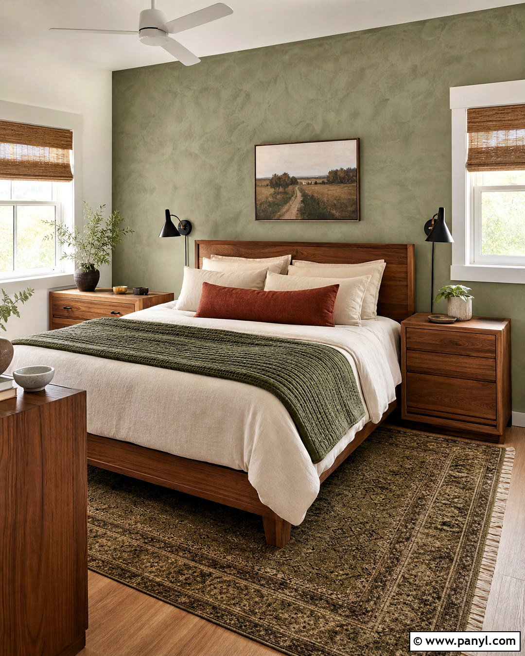 Sage Green Brushed Texture Wall - 20 bedroom texture paint wall ideas