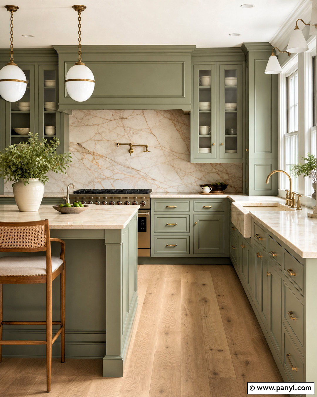 Sage Green Cabinets With Cream Marble Countertops - 20 sage green and cream kitchen ideas