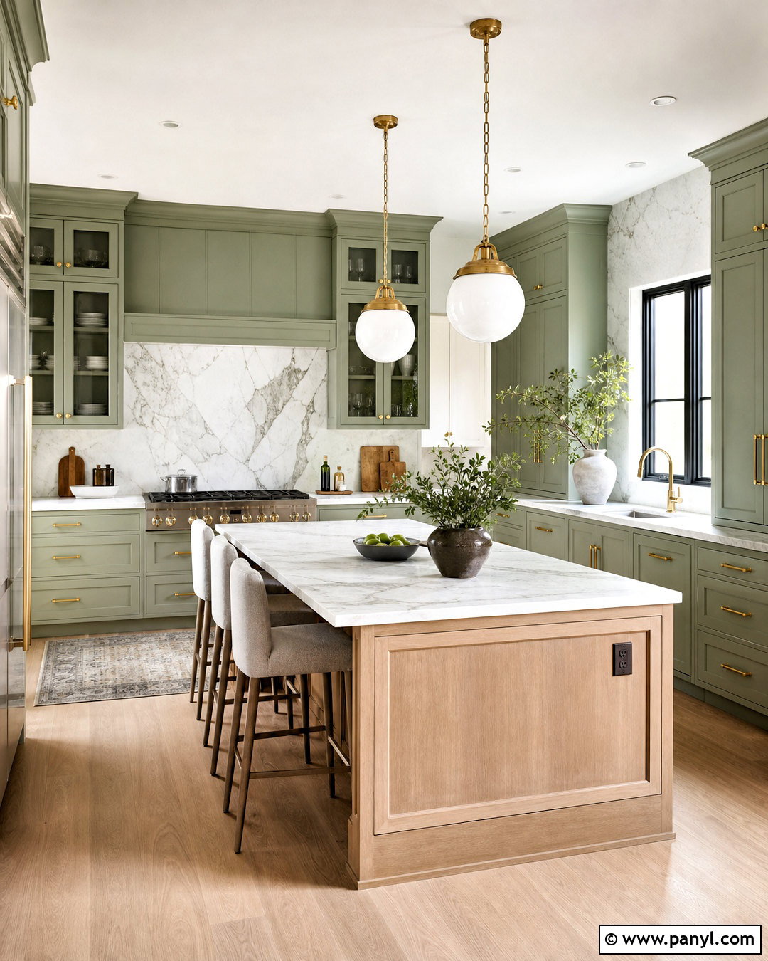 Sage Green Cabinets With Gray Marble Backsplash - 20 sage green and grey kitchen ideas