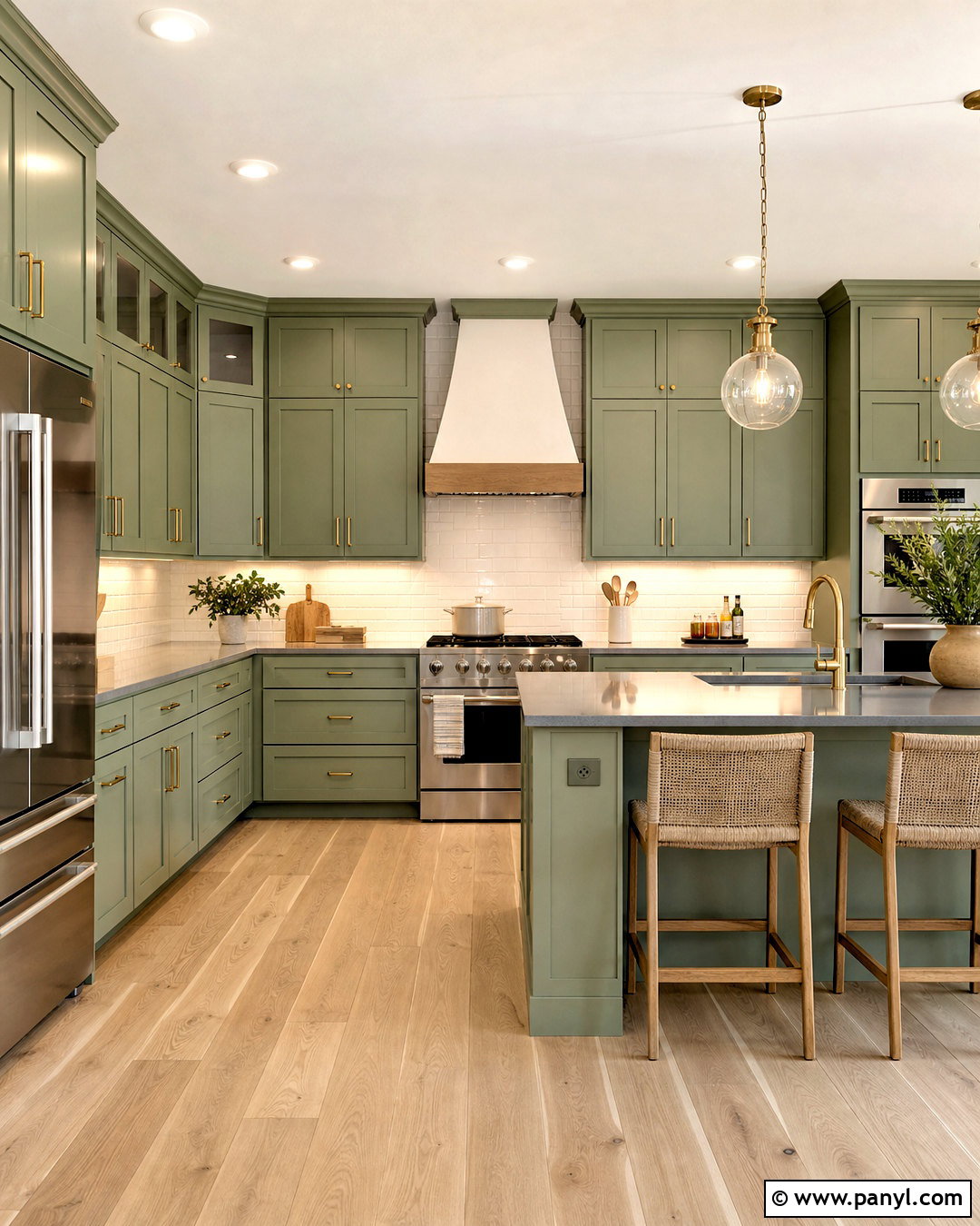 Sage Green Cabinets With Gray Quartz Countertops - 20 sage green and grey kitchen ideas