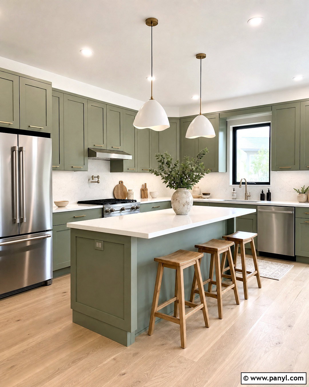 Sage Green Cabinets With White Quartz Countertops - 20 sage green and white kitchen ideas