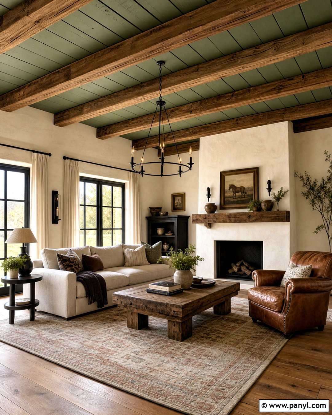 Sage Green Ceiling With Wood Beams - 20 sage green ceiling ideas