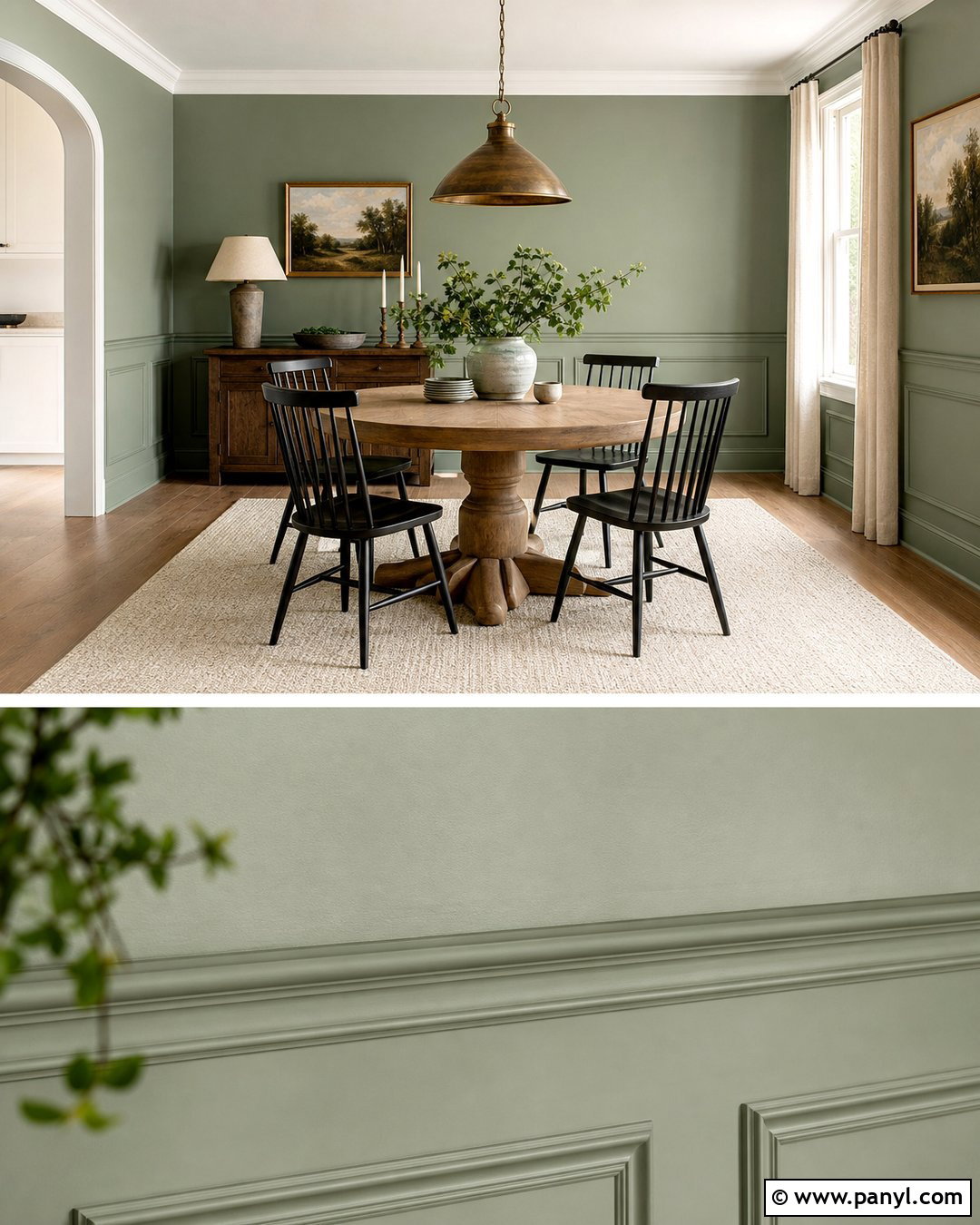 Sage Green Chair Rail In A Dining Room - 20 Chair Rail Same Color As Wall Ideas