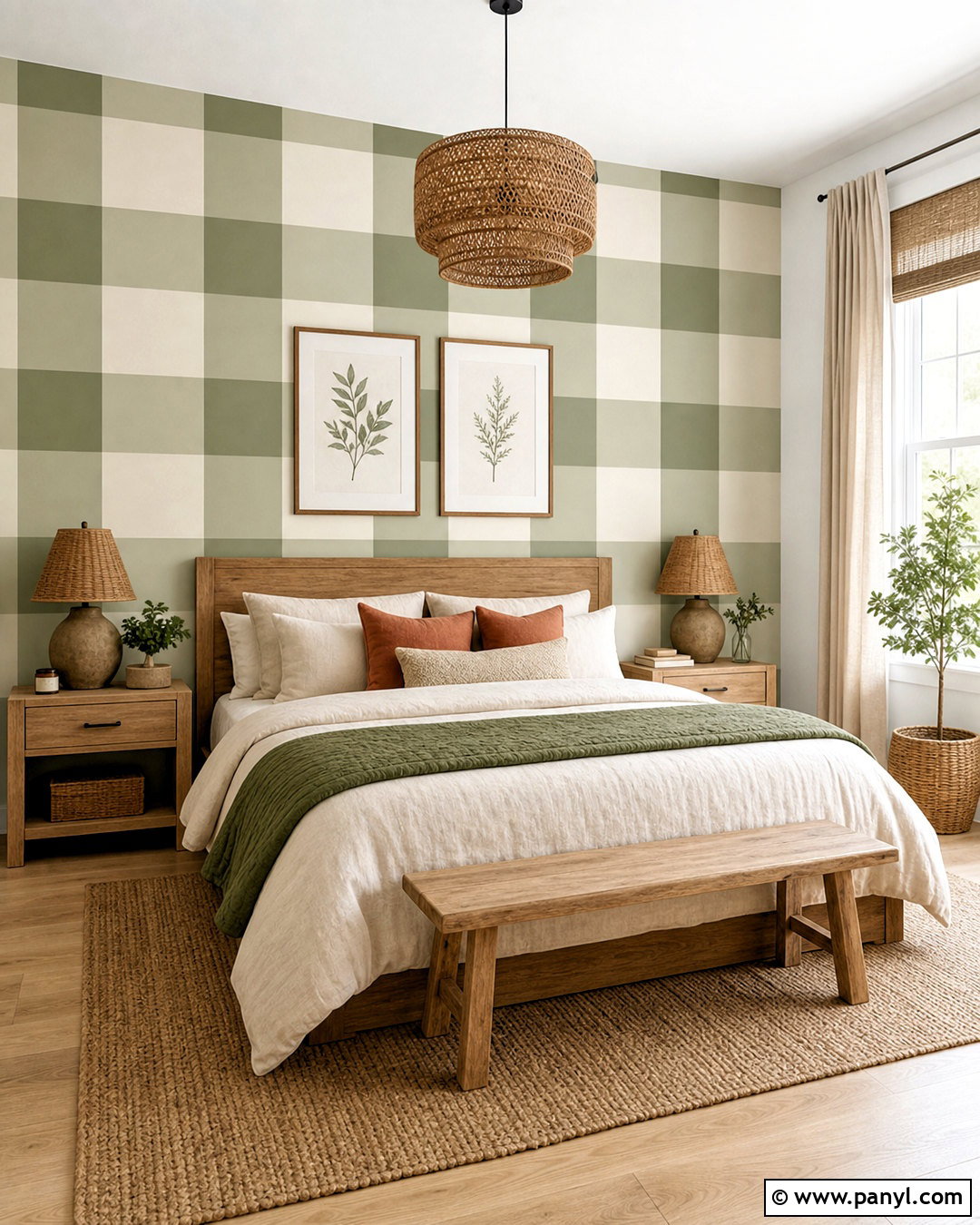 Sage Green Checkered Accent Wall - 20 checkered accent wall ideas