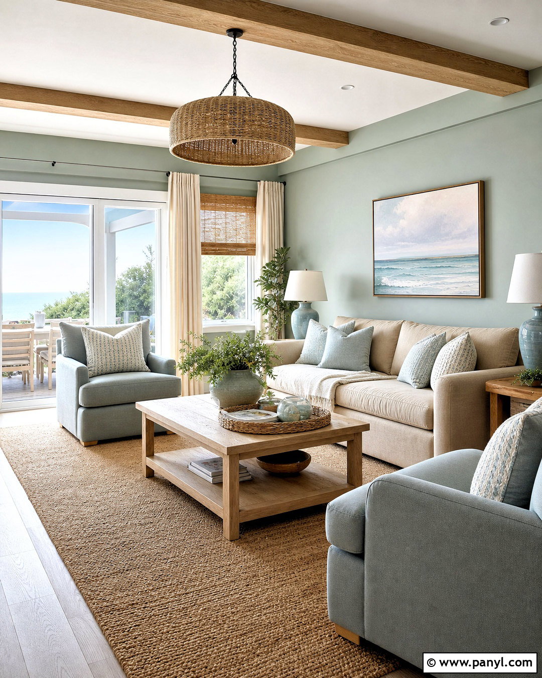 Sage Green Coastal Living Room - 20 sage green walls living room ideas