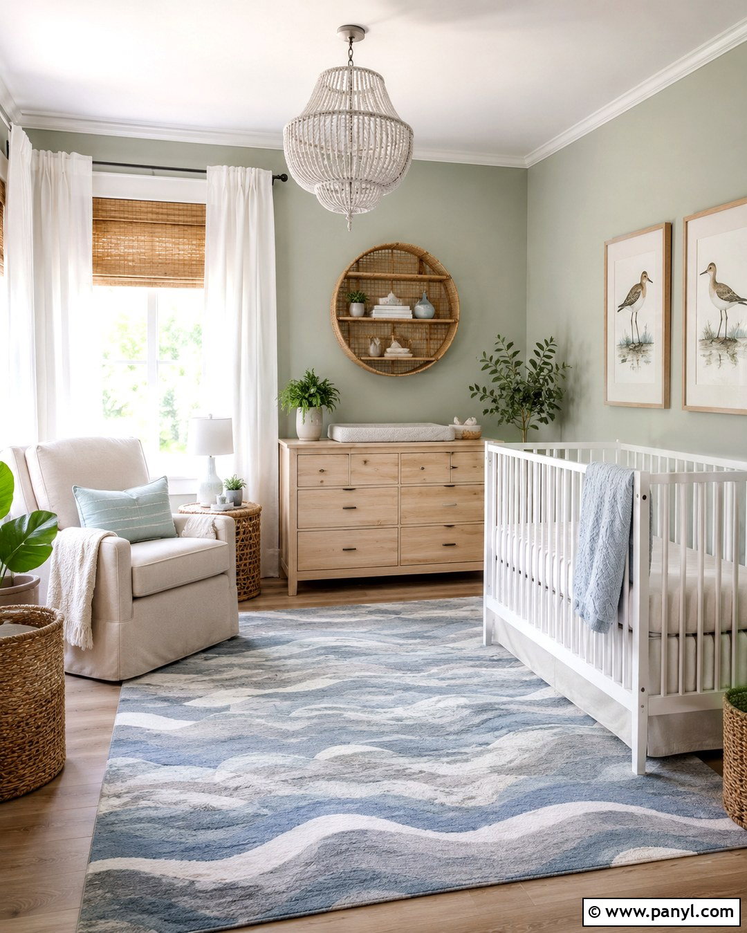 Sage Green Coastal Nursery - 20 Sage Green Wall Nursery Ideas